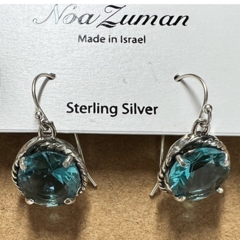 Noa Zuman Sterling Silver Blue Glass Earrings